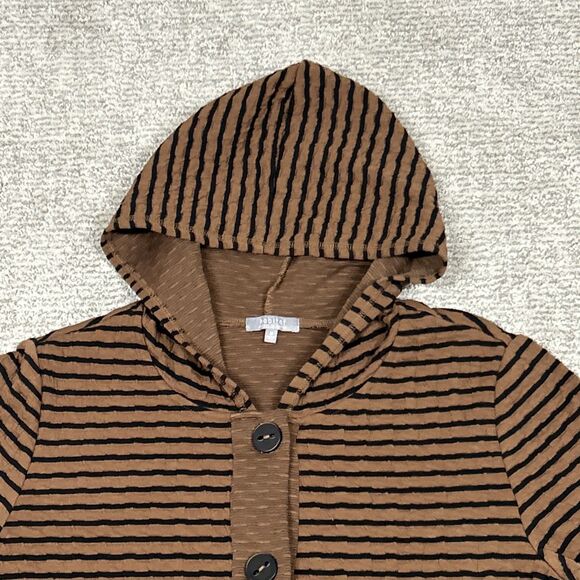 Habitat Jacket Womens Medium Cardigan Hooded Brown Black Striped Pockets - Picture 2 of 8